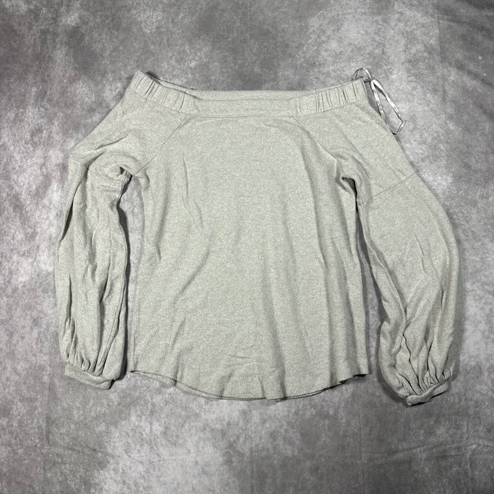 Anthropologie Saturday Sunday Gray Off‎ The Shoulder Balloon Sleeve Knit Top M